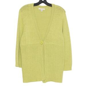 JM Collection Cardigan Sweater Chunky Cozy Minimalist Cottage Boho Green Size XL